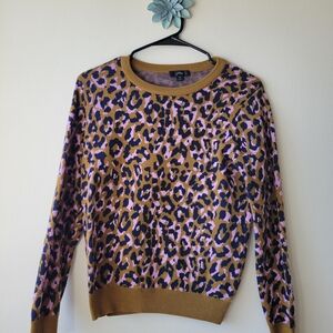 J. Crew Leopard Print Sweater - Purple and Brown